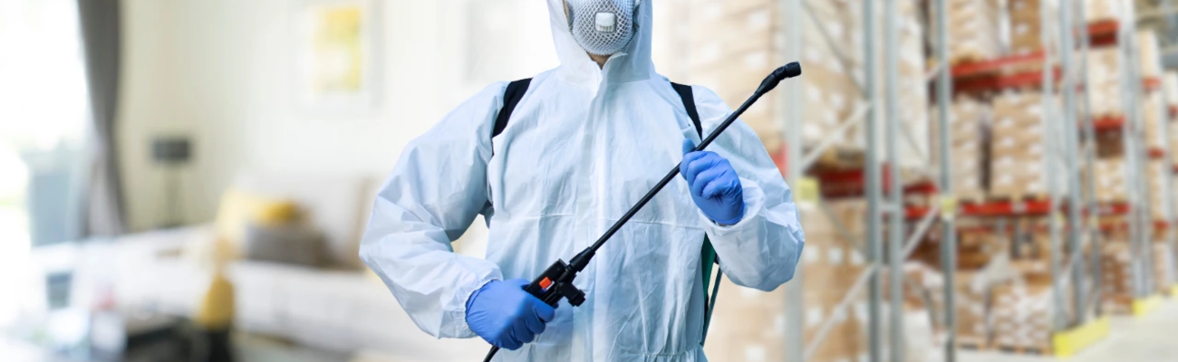 Pest control technician spraying interior surfaces – Angel City Pests