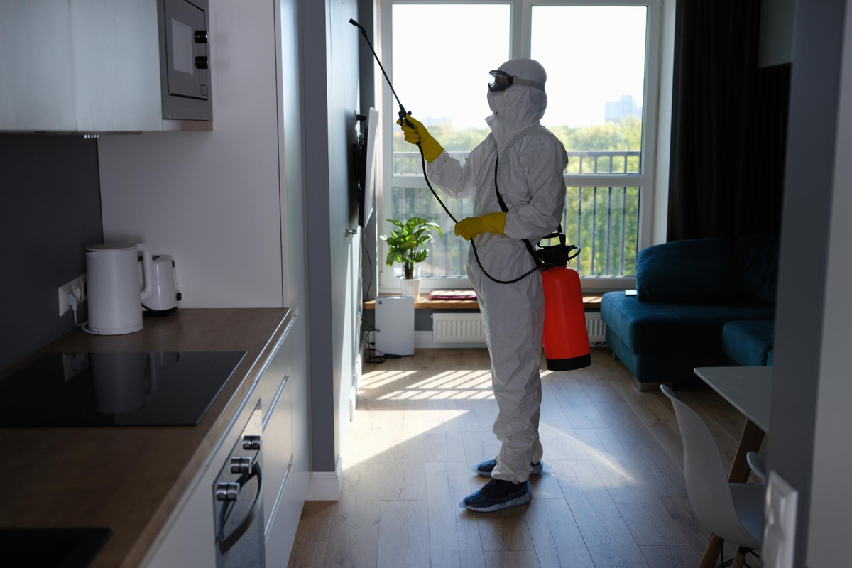 Technician performing residential indoor pest control – Angel City Pests